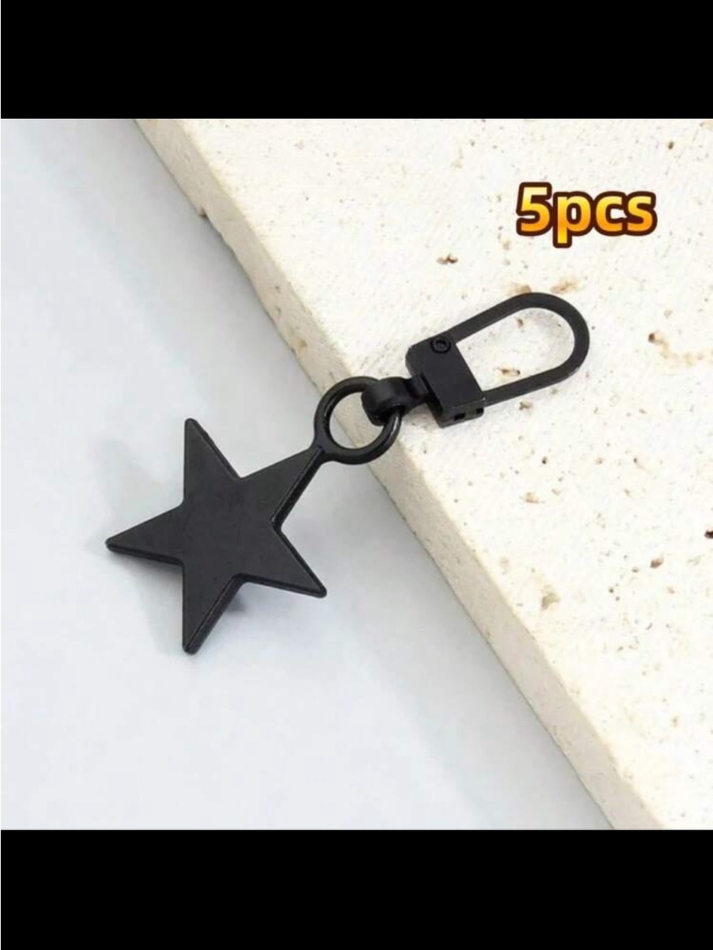 Black Star Zipper Pulls Detachable Replacement Charms Set - 5 Pack